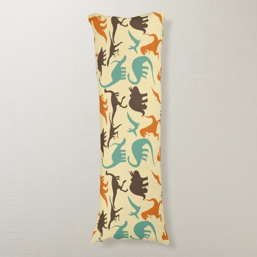 Dinosaur Pattern Silhouette Lichaamskussen (Voorkant Verticaal)