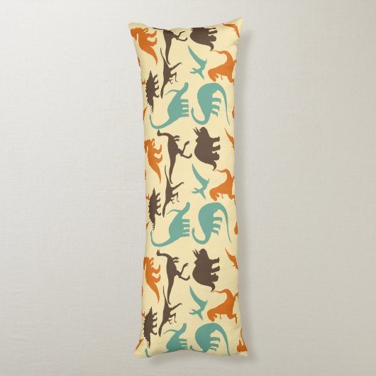 Dinosaur Pattern Silhouette Lichaamskussen (Achterkant (Verticaal))
