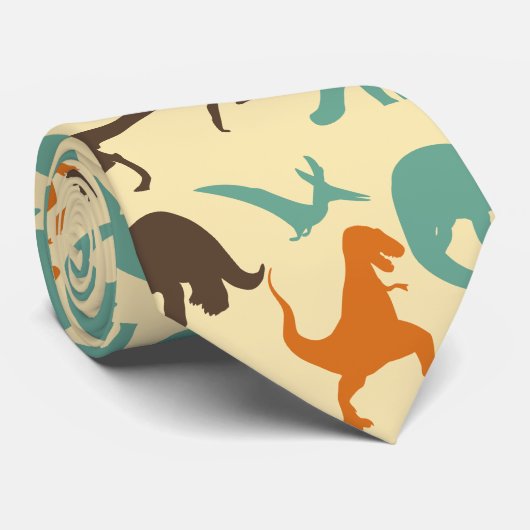 Dinosaur Pattern Silhouette Stropdas (Opgerold)