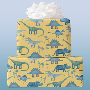 Dinosaur Pattern Yellow Cadeaupapier