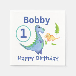 Dinosaur personaliseert 1e verjaardag van Little B Servet