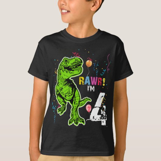 Dinosaur Personalized Birthday T-Rex T-Shirt (Voorkant)