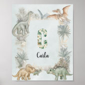 Dinosaur Personalized Name Monogram C Nursery Poster (Voorkant)