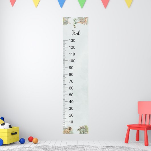Dinosaur Personalized Name Monogram F Growth Chart Poster