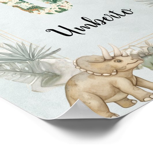 Dinosaur Personalized Name Monogram U Nursery Poster (Hoek)