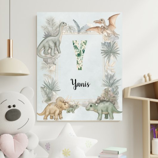 Dinosaur Personalized Name Monogram Y Nursery Poster