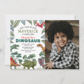 Dinosaur Photo Anniversaire Fête Invitation (Devant)