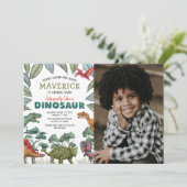 Dinosaur Photo Anniversaire Fête Invitation (Debout devant)
