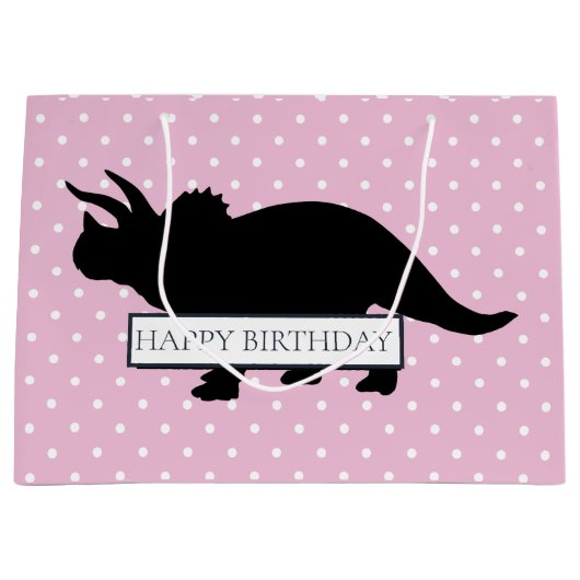 Dinosaur Pink Poker Pattern Large Boy Bag Groot Cadeauzakje (Voorkant)