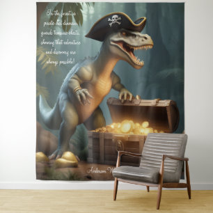 Dinosaur Pirate Pet Forest gepersonaliseerd wandta Wandkleed