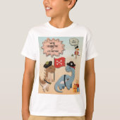 Dinosaur Pirate Verjaardagsfeestje Twin Boys Custo T-shirt (Voorkant)