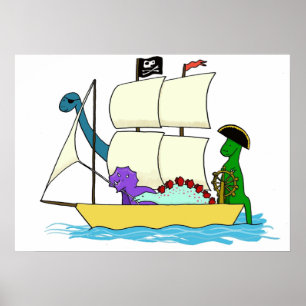 Dinosaur pirates sail the seven seas poster