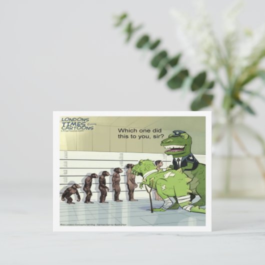 Dinosaur Politie Lineup Funny Briefkaart (Staand voorkant)