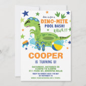 Dinosaur Pool Birthday Party Bash Boy Dino Floatie Kaart (Voorkant)