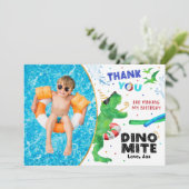 Dinosaur Pool Party Carte de remerciements avec ph (Debout devant)