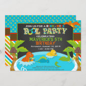 Dinosaur Pool Party Uitnodiging - Verjaardagsfeest (Voorkant / Achterkant)