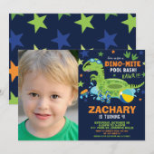 Dinosaur Pool Verjaardagsfeestje Bash Boy Dino Flo Kaart (Voorkant / Achterkant)