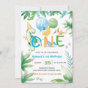 Dinosaur premier garçon Anniversaire Invitations m