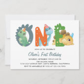 Dinosaur première fête d'anniversaire Invitation (Devant)