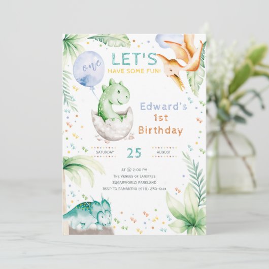 Dinosaur Première invitation d'anniversaire (Debout devant)