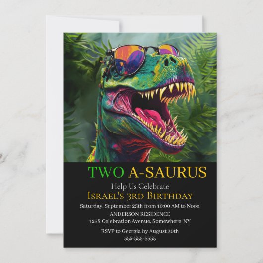 Dinosaur Préparez-vous pour une invitation ROAR (Devant)