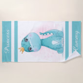 Dinosaur Princess Beach Towel Strandlaken (Voorkant)