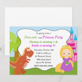 Dinosaur Princess Invitation Anniversaire de enfan (Devant / Derrière)