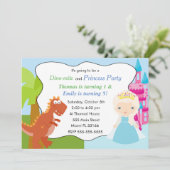 Dinosaur Princess Invitation Anniversaire de enfan (Debout devant)