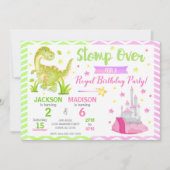 Dinosaur & Princess Joint Birthday Invitation (Devant)
