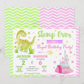 Dinosaur & Princess Joint Birthday Invitation (Devant / Derrière)
