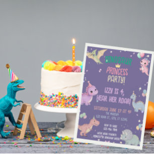 Dinosaur Princess Party 4e verjaardag Kaart