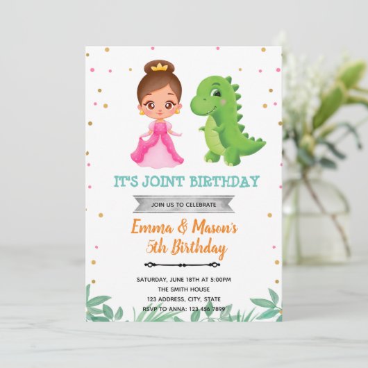 Dinosaur princesse invitation conjointe (Debout devant)
