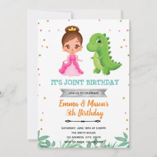 Dinosaur princesse invitation conjointe