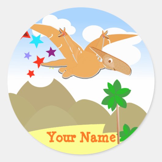 Dinosaur Pteranodon Naam Stickers (Voorkant)