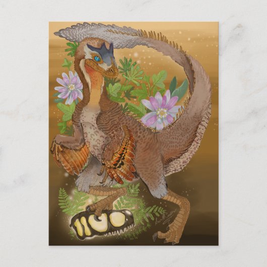 Dinosaur Raptor Oerwoud Art Briefkaart (Voorkant)