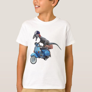 Dinosaur Raptor op een scooter T-shirt