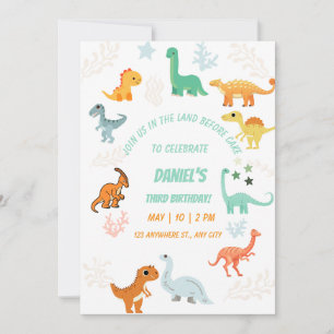 Dinosaur Rawr 3rd Birthday Party Boy Stomp Chomp Kaart