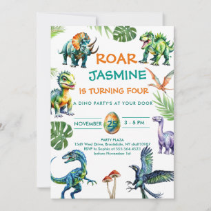 Dinosaur Rawr Cute Anniversaire Fête Invitation