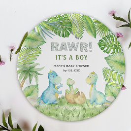 Dinosaur RAWR Het is een Boy Baby shower Papieren Bordje