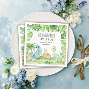 Dinosaur Rawr Het is een Boy Baby shower Servet