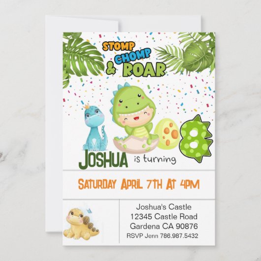 Dinosaur reçoit une invitation pour huit ans (Devant)
