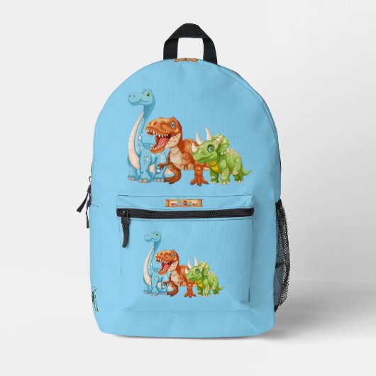 Dinosaur Reptiles Blue School Backpack 15 Bedrukte Rugzak (Voorkant)