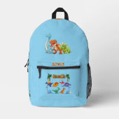Dinosaur Reptiles Blue School Backpack 21 Bedrukte Rugzak (Voorkant)