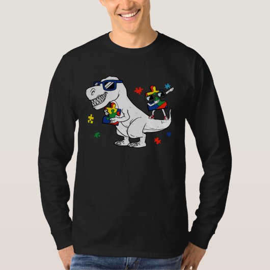 Dinosaur Rex Autism Awareness Month Support Puzzle T-shirt (Voorkant)