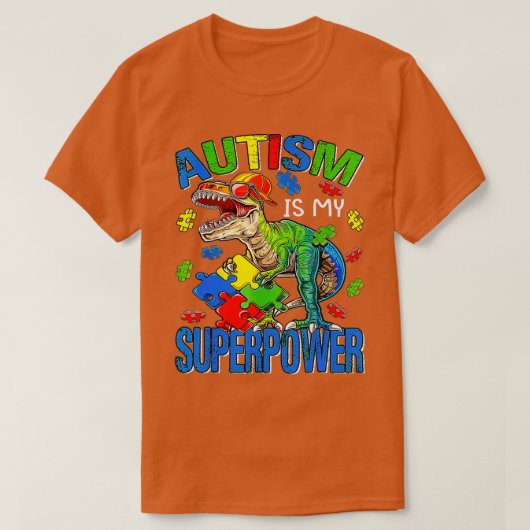 Dinosaur Rex Autism is mijn Superpower autisme Awa T-shirt (Design voorkant)