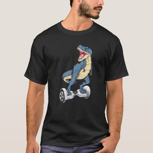 Dinosaur Rex Riding Hoverboard Electric Skateboard T-shirt (Voorkant)
