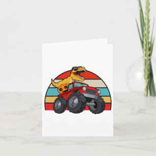 Dinosaur Riding Monster Truck Lazy Halloween Costu Kaart