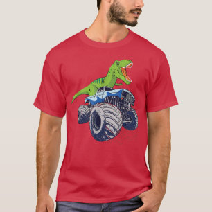 Dinosaur Riding Monster Truck Patriotic Boys en G T-shirt