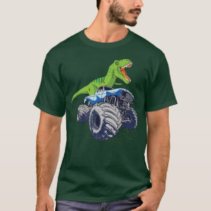 Dinosaur Riding Monster Truck Patriotic Boys en G T-shirt