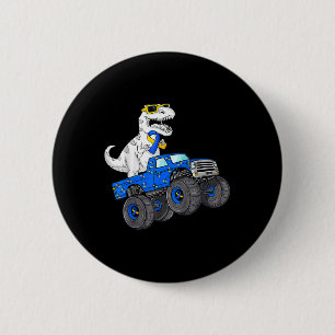 Dinosaur Riding Truck World Down Syndrome Day Boys Ronde Button 5,7 Cm